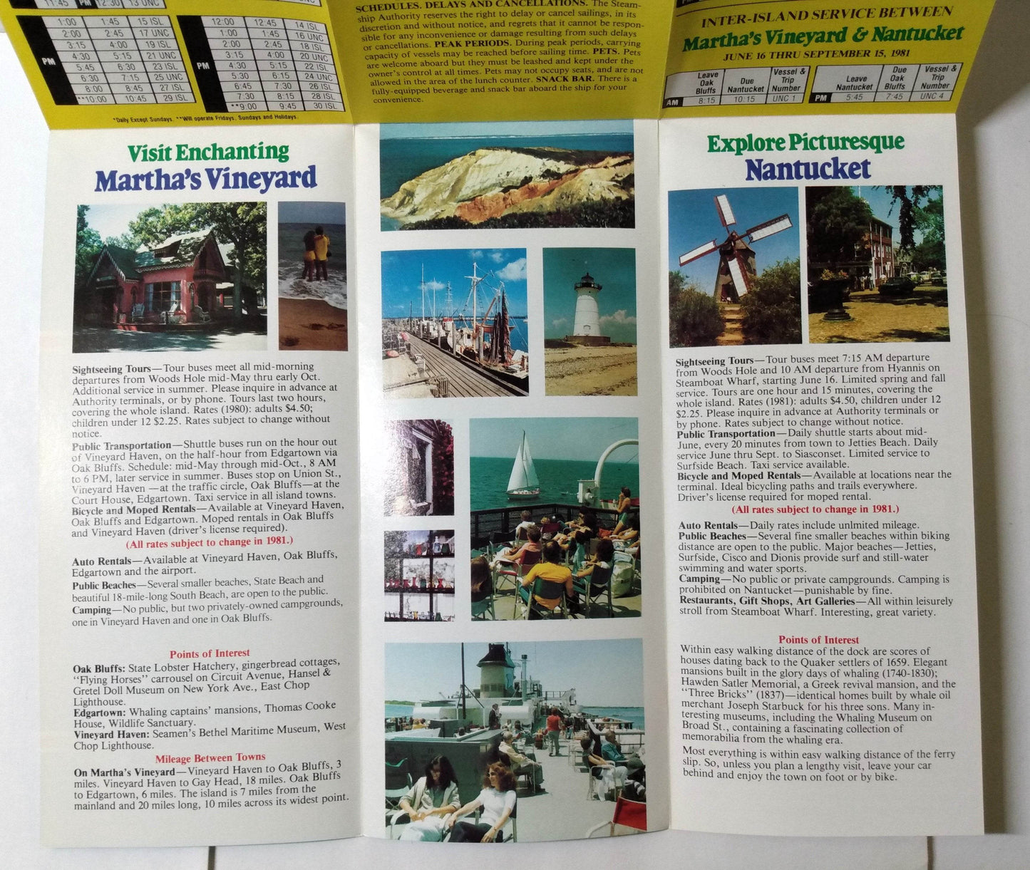 Martha's Vineyard and Nantucket Steamship Authority 1981 Schedule Brochure - TulipStuff
