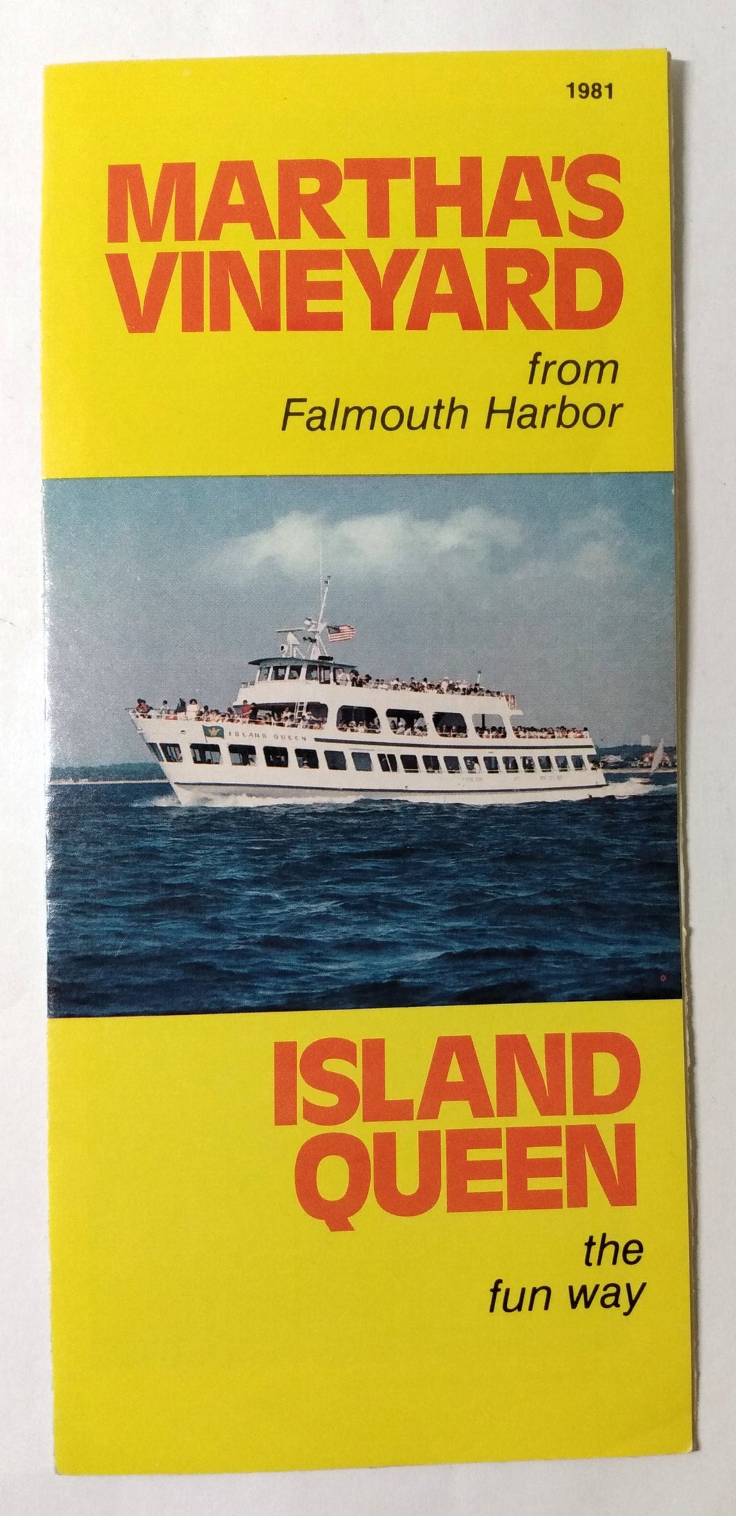 Martha's Vineyard Falmouth Island Queen 1981 Schedule Brochure - TulipStuff