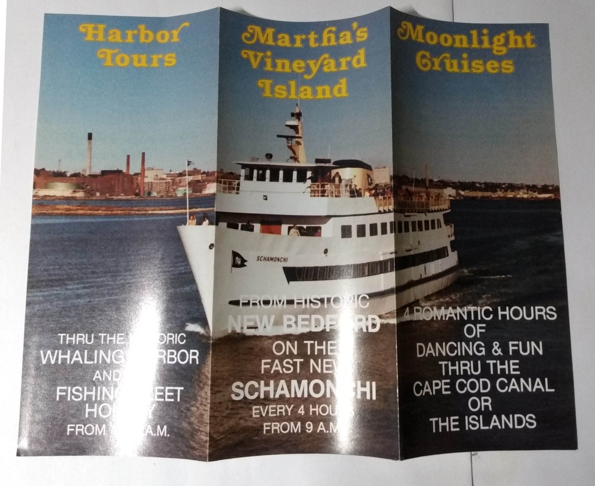 Martha's Vineyard Ferry M/V Schamonchi 1981 Schedule Brochure - TulipStuff