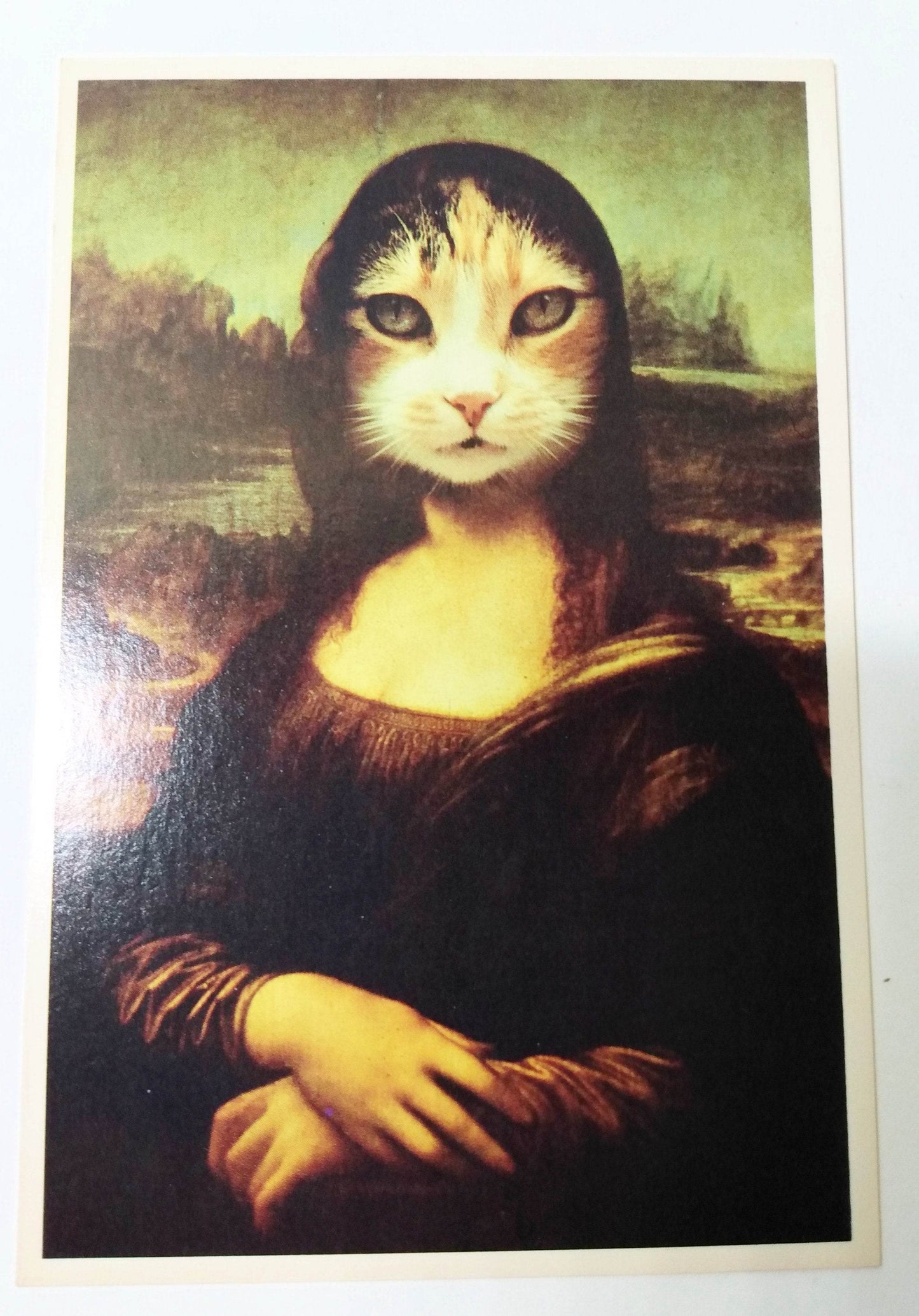 Masterpuss Mona Lisa Cat Humor Postcard Alfred Gescheidt 1982 - TulipStuff