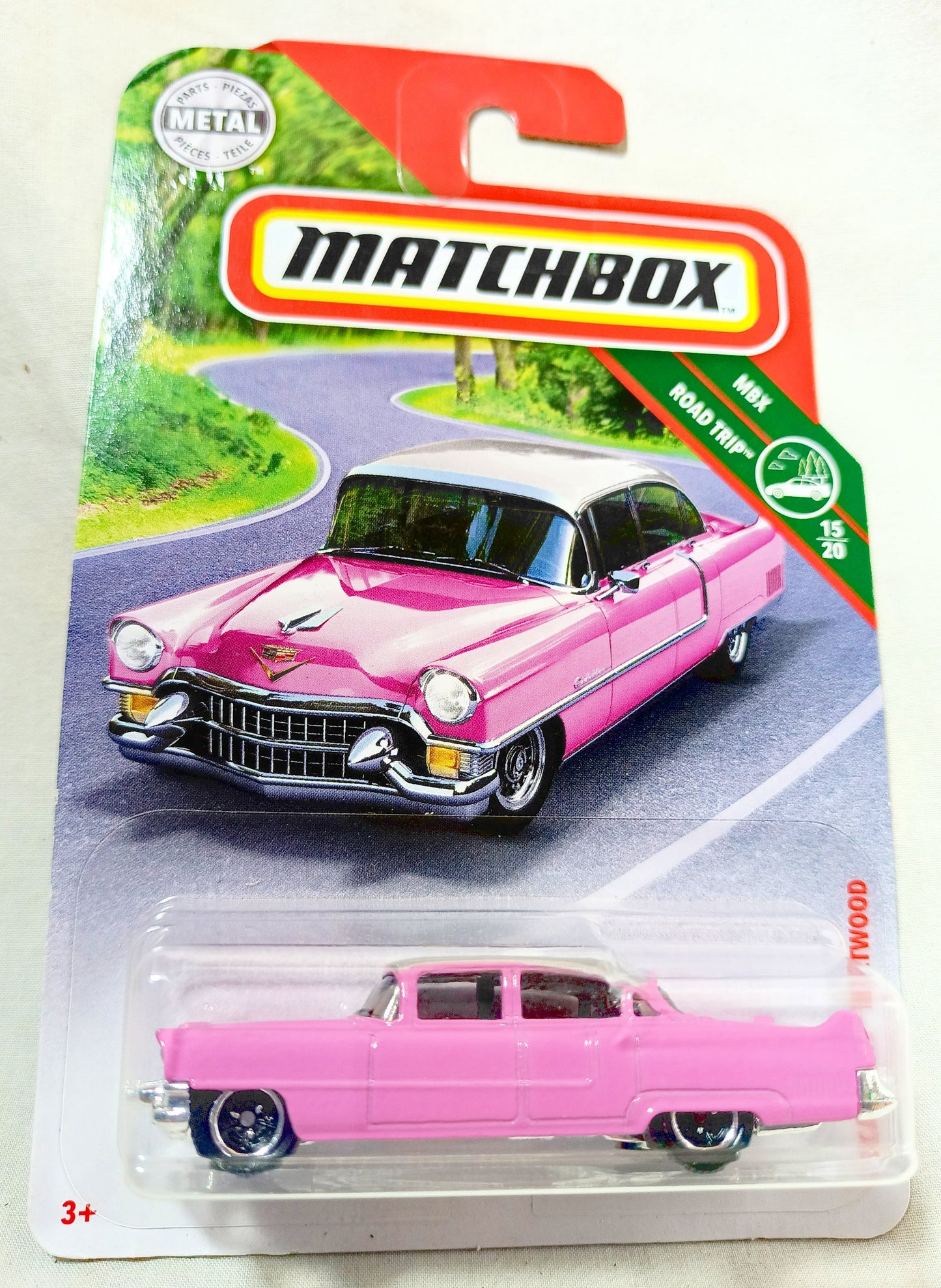 Matchbox #11 '55 Cadillac Fleetwood MBX Road Trip 2019 Pink - TulipSuff