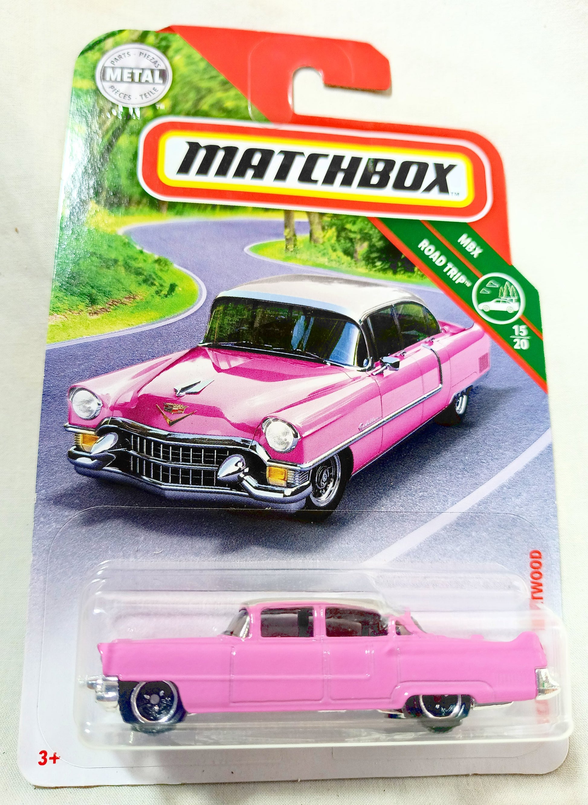 Matchbox #11 '55 Cadillac Fleetwood MBX Road Trip 2019 Pink - TulipSuff