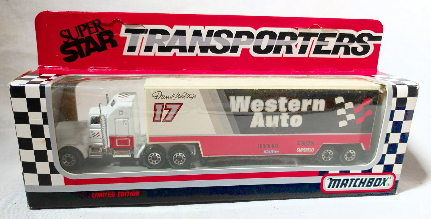 Matchbox Super Star Transporters 1991 Darrell Waltrip Western Auto - TulipStuff