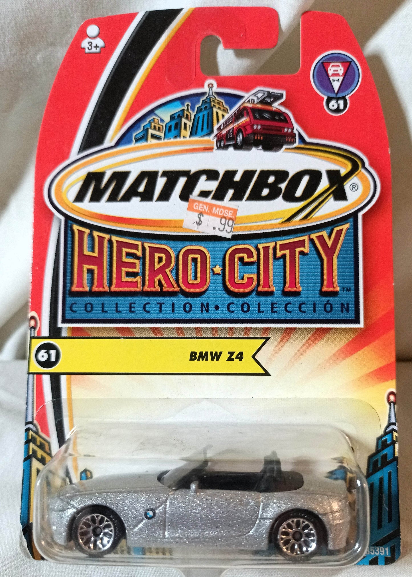 Matchbox #61 BMW Z4 Convertible Hero City Silver 2004 - TulipStuff
