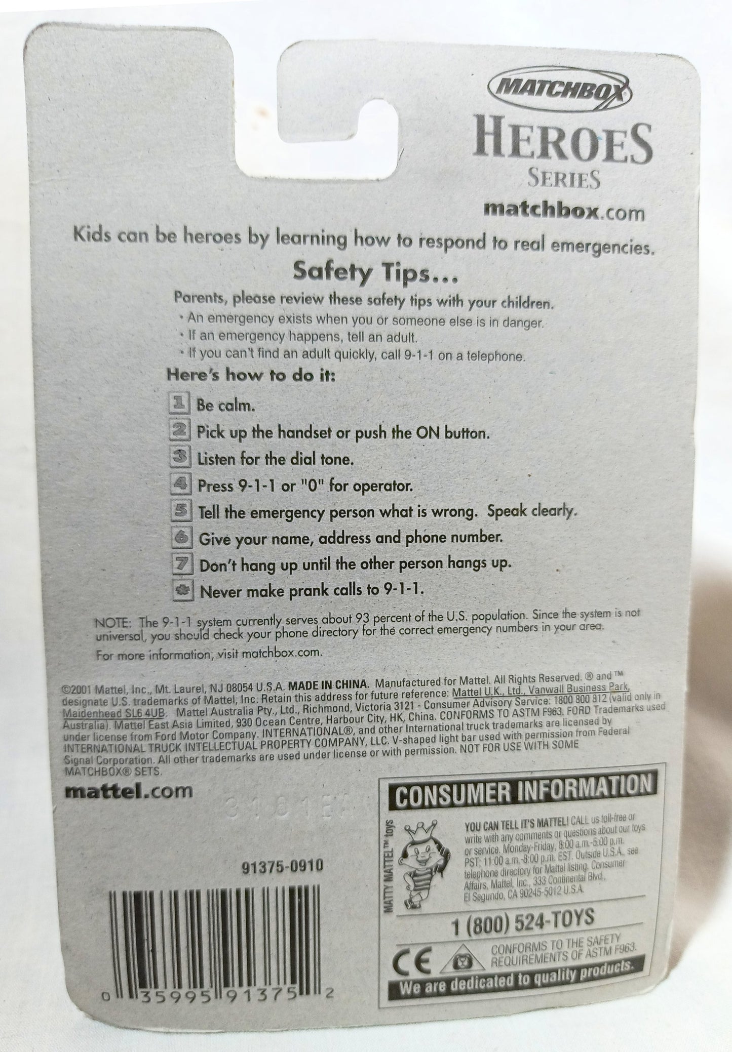 Matchbox Heroes Series USA Ambulance 2001 First Responders 9/11 - TulipStuff