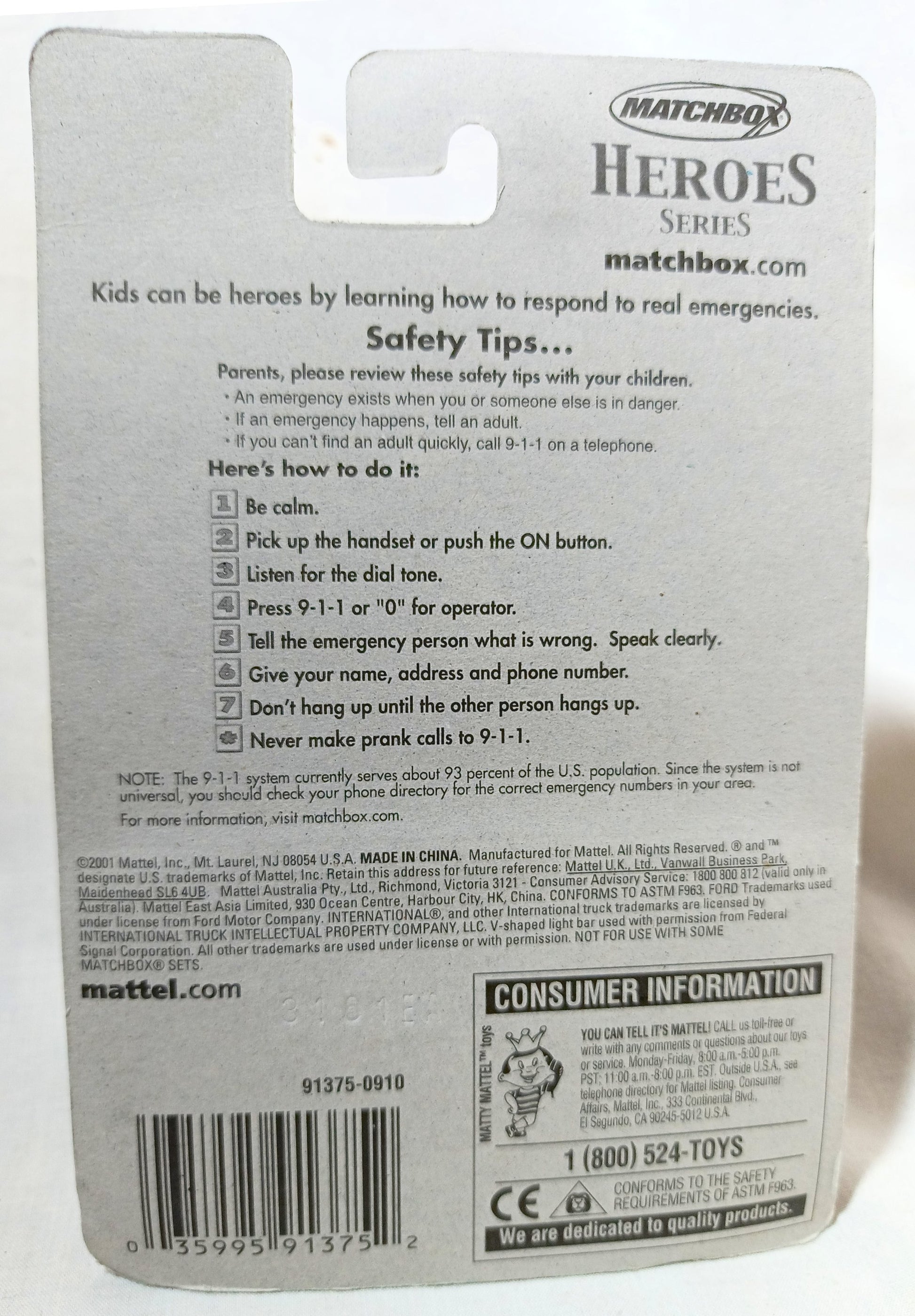 Matchbox Heroes Series USA Ambulance 2001 First Responders 9/11 - TulipStuff
