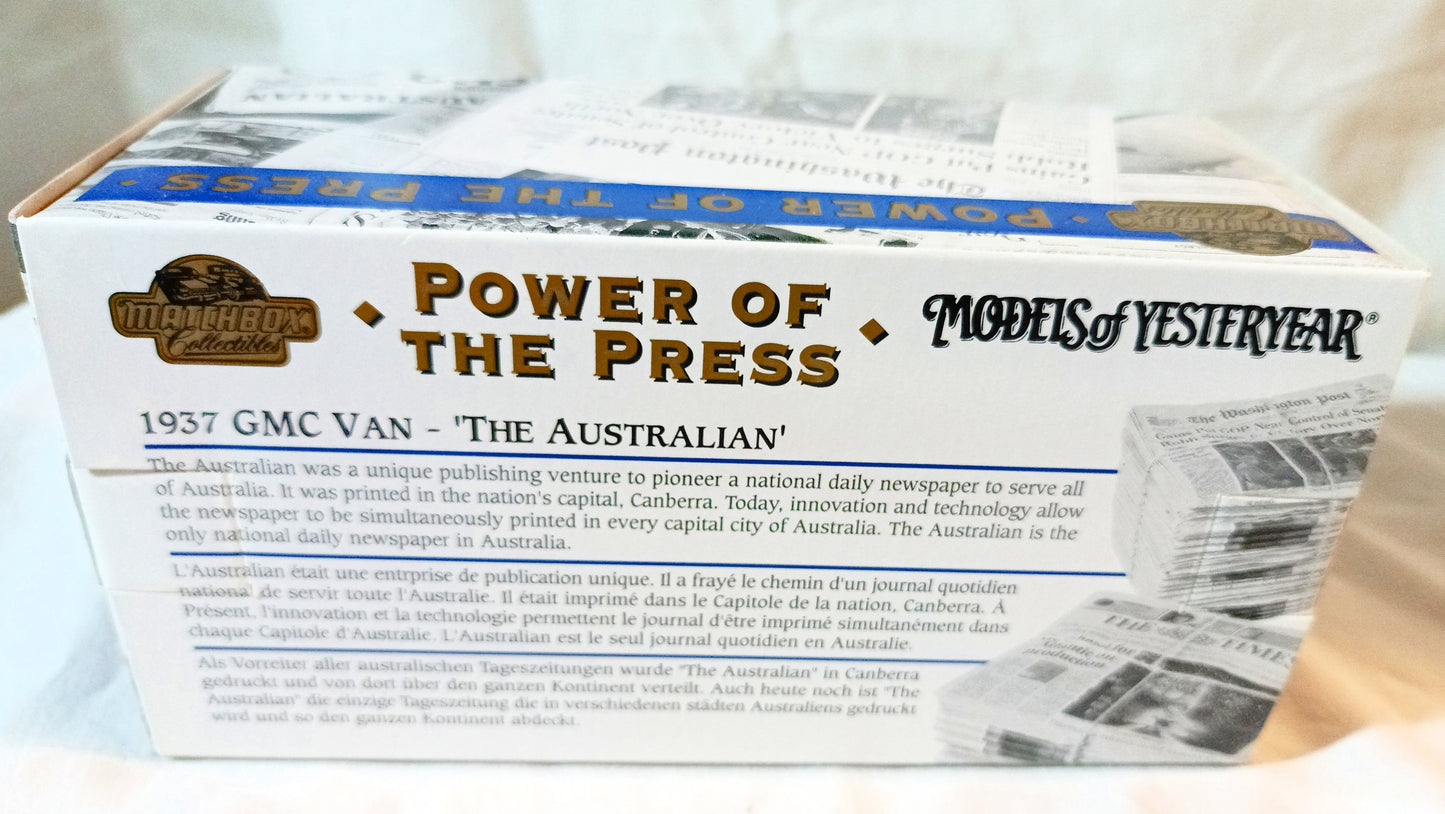 Matchbox Collectibles Power Of The Press The Australian 1937 GMC Van - TulipStuff