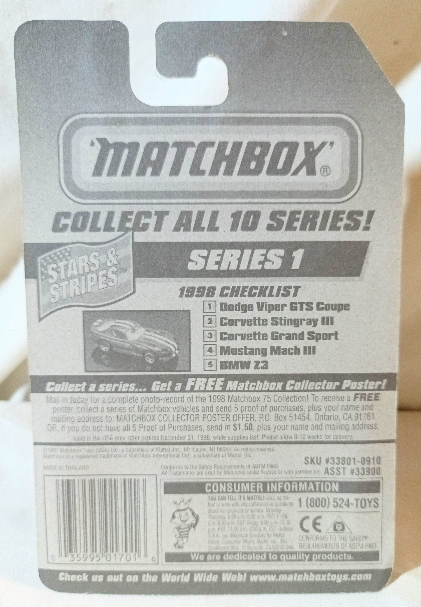 Matchbox #1 Dodge Viper GTS Coupe Stars and Stripes 1998 - TulipStuff