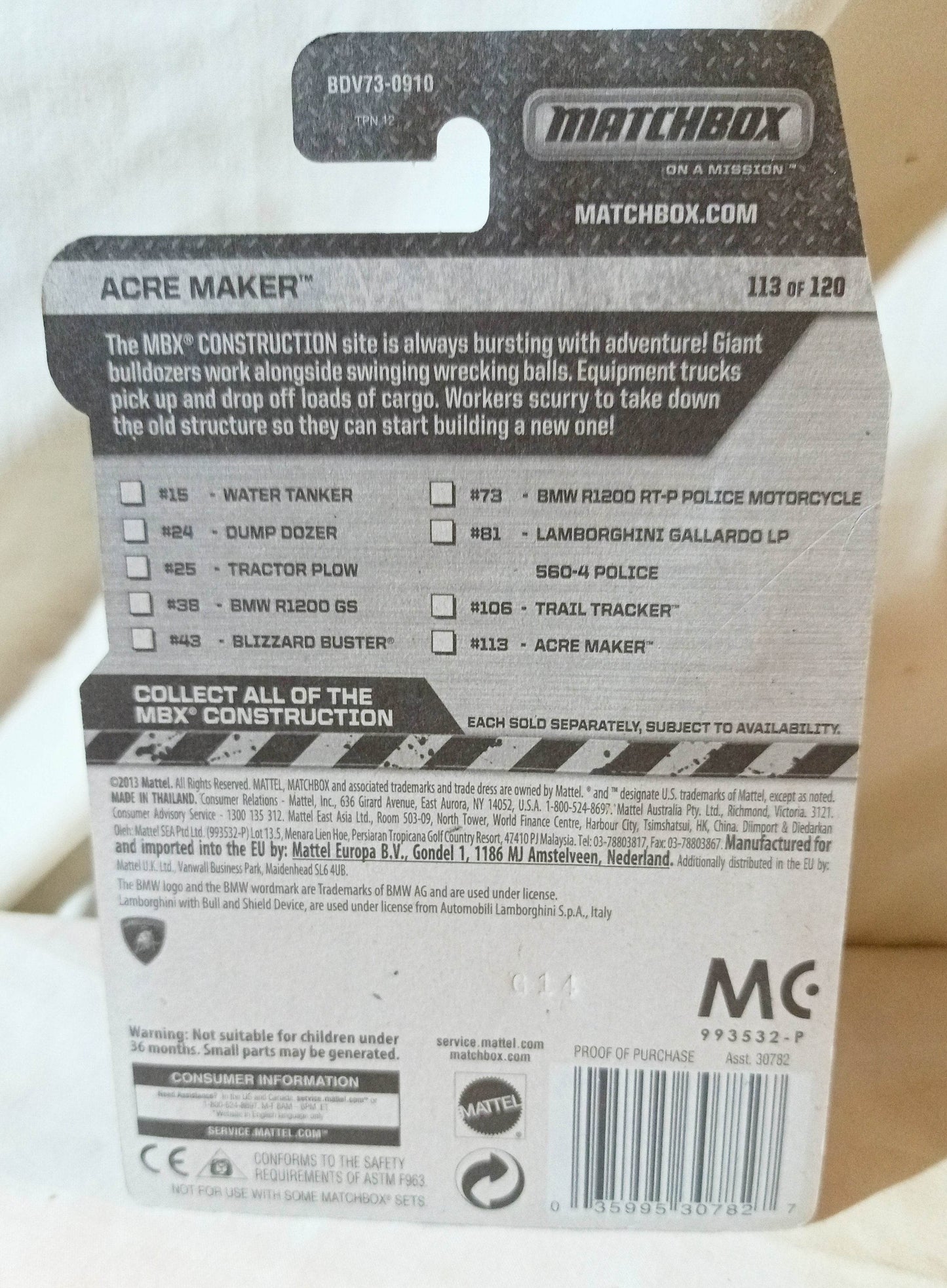 Matchbox #113 Acre Maker Tractor MBX Construction Green 2014 - TulipStuff