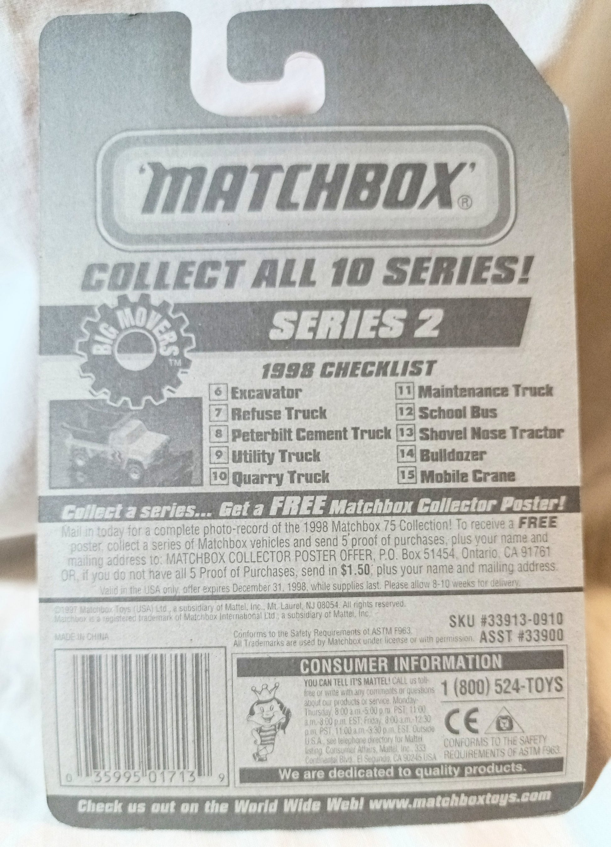 Matchbox no. 13 Shovel Nose Tractor Big Movers Series 1998 - TulipStuff