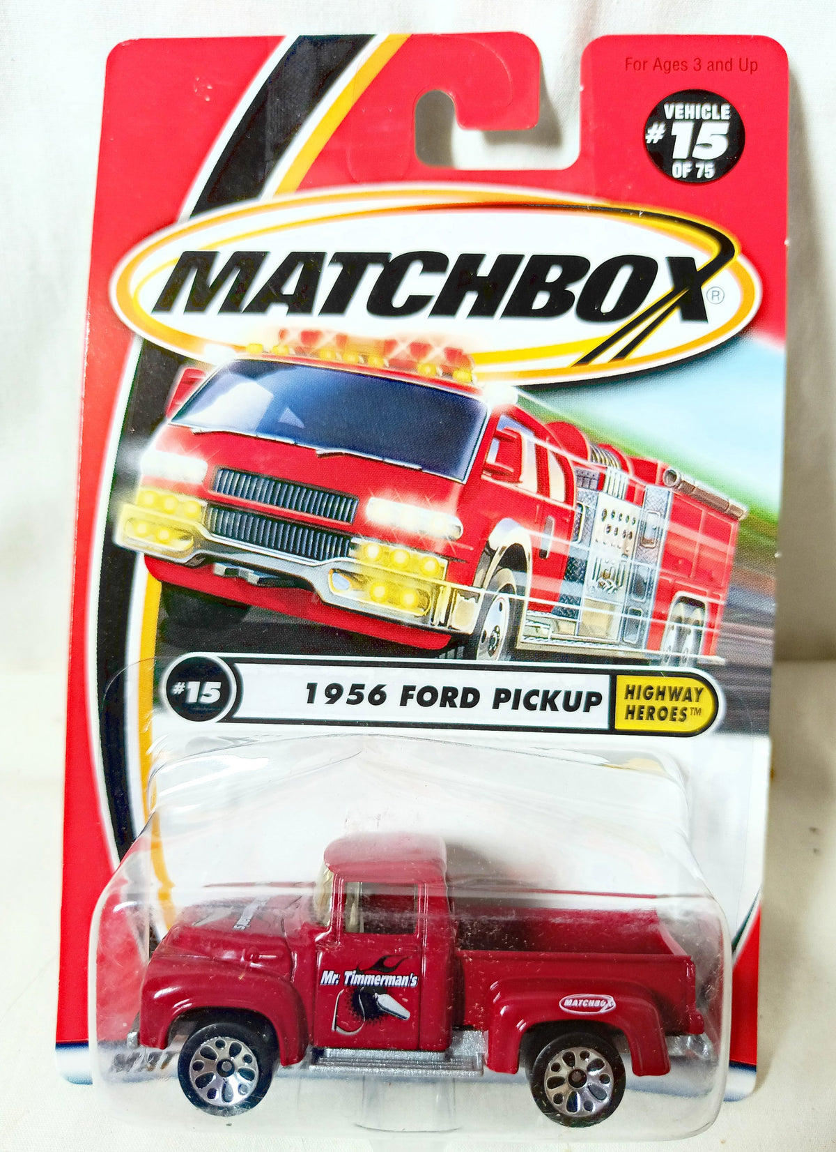Matchbox #15 '56 Ford Pickup Truck Timmerman's Highway Heroes 2001 - TulipStuff