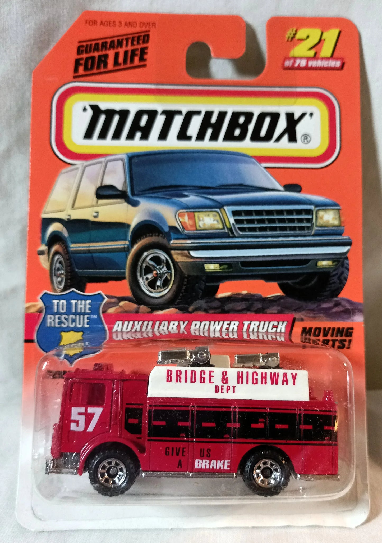 Matchbox #21 Auxiliary Power Truck Bridge Hwy Dept To The Rescue 1998 - TulipStuff