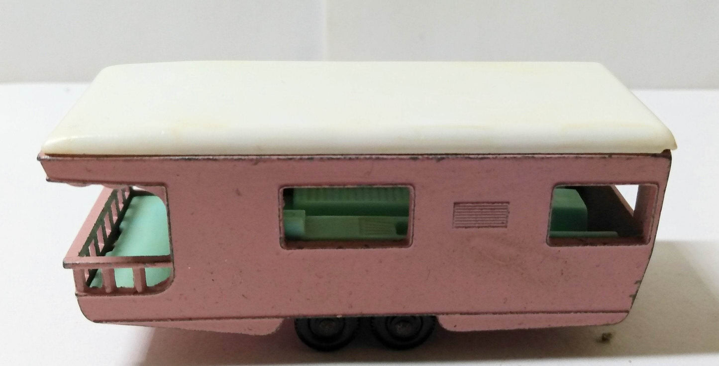 Lesney Matchbox 23 Trailer Caravan RV Camper Pink England 1965 - TulipStuff