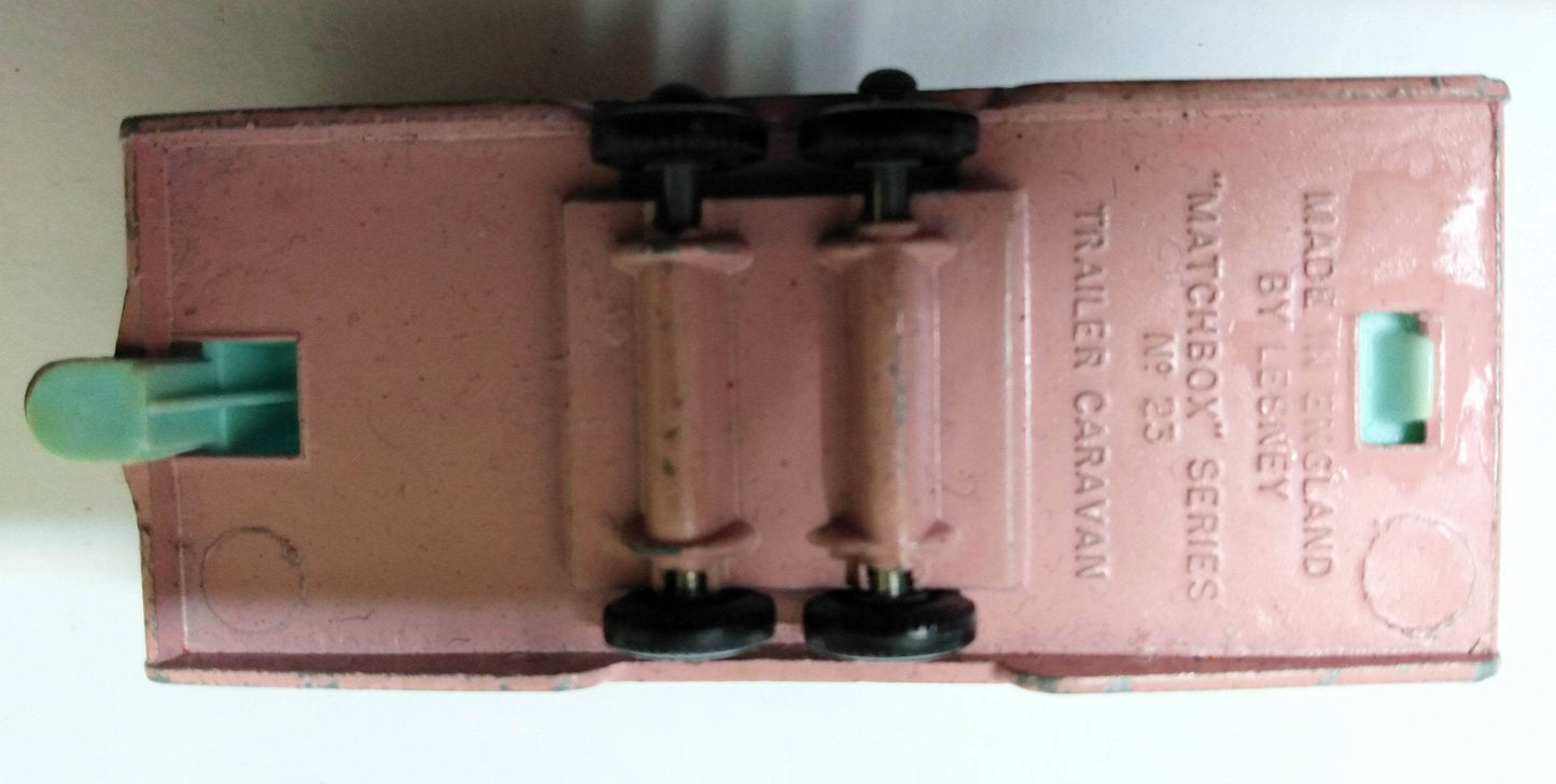 Lesney Matchbox 23 Trailer Caravan RV Camper Pink England 1965 - TulipStuff