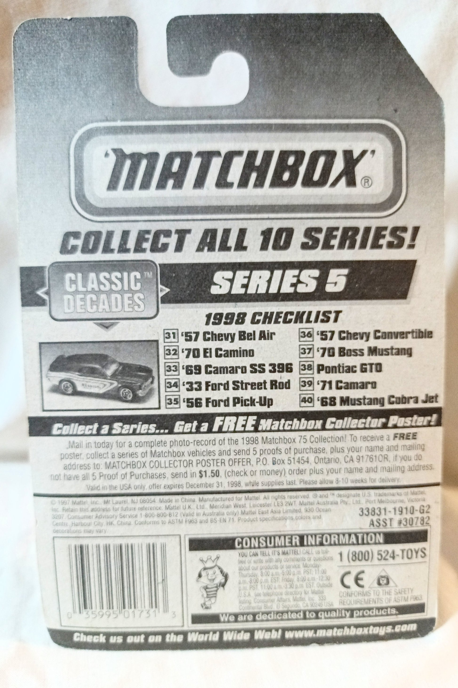 Matchbox #31 '57 Chevy Bel Air Classic Decades Black 1998 - Tuliptuff