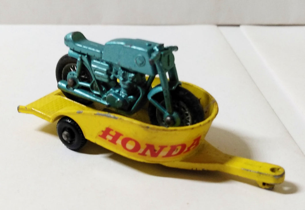 Lesney Matchbox no. 38 Honda Motorcycle and Trailer 1967 England - TulipStuff