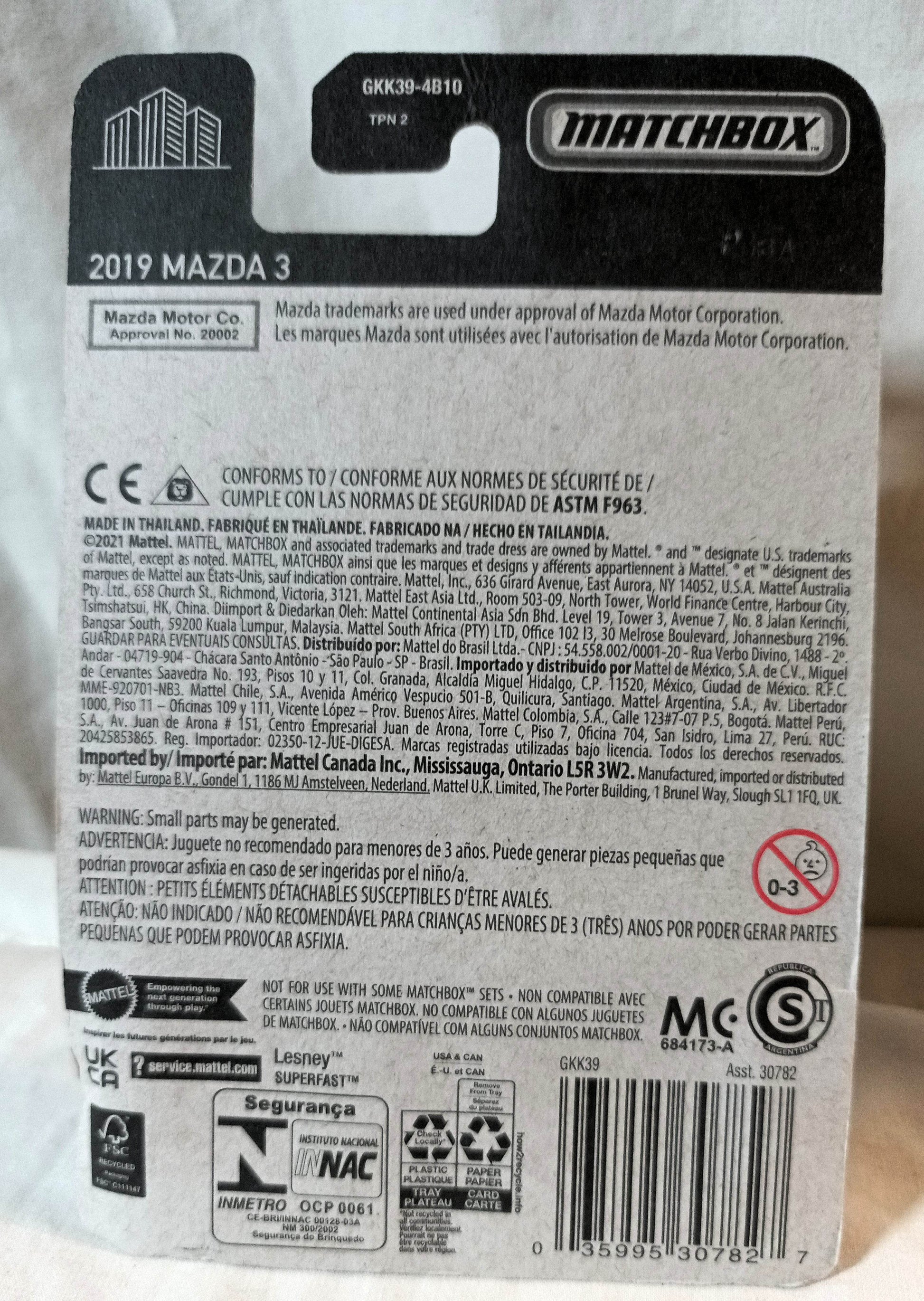 Matchbox #41 2019 Mazda 3 Axela Hatchback MBX Metro GKK39 - TulipStuff