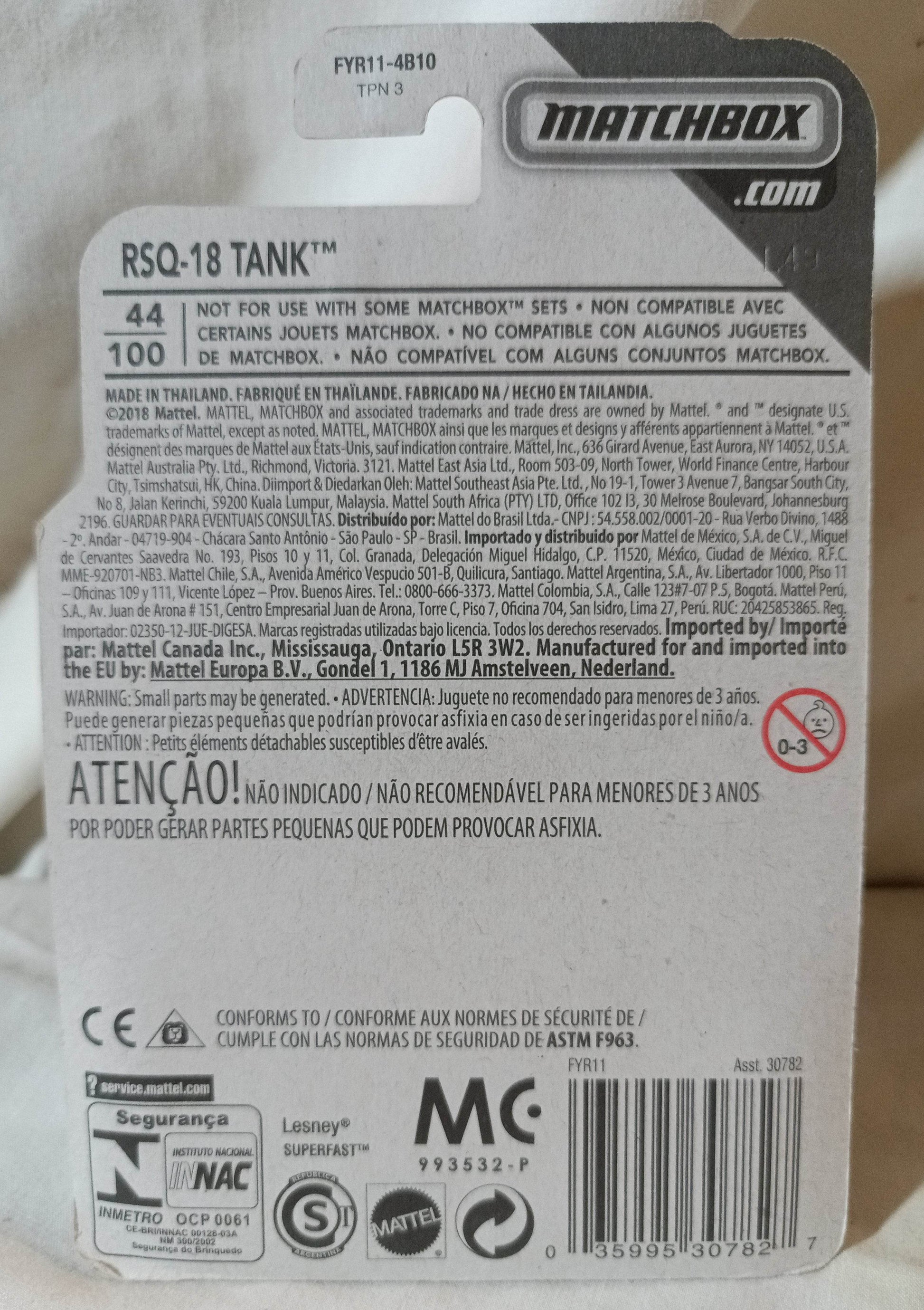 Matchbox MB44 RSQ-18 Tank MBX Rescue Blue 2019 - TulipStuff