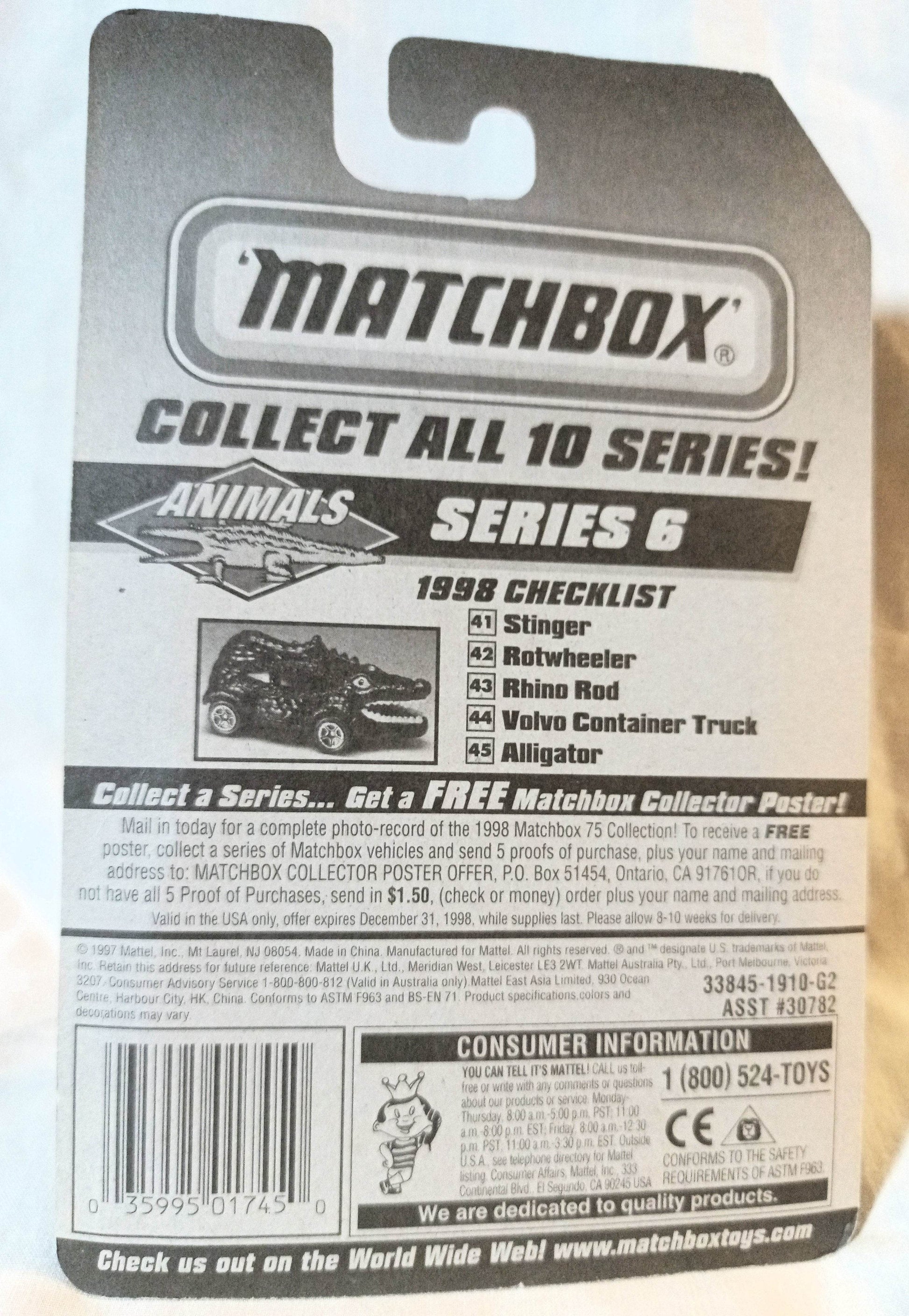 Matchbox #45 Alligator (Tailgator) Animals Series 1998 - TulipStuff