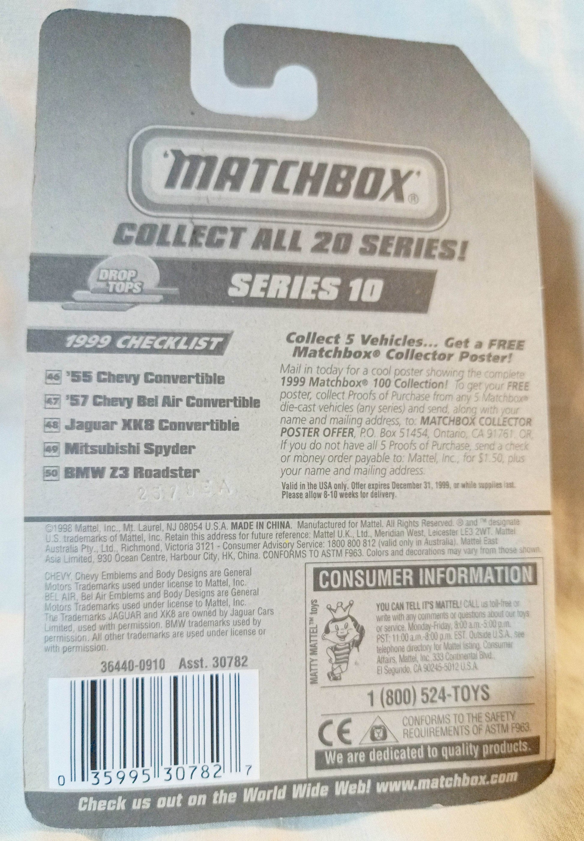 Matchbox #46 '55 Chevy Bel Air Convertible Drop Tops Series 1999 - TulipStuff