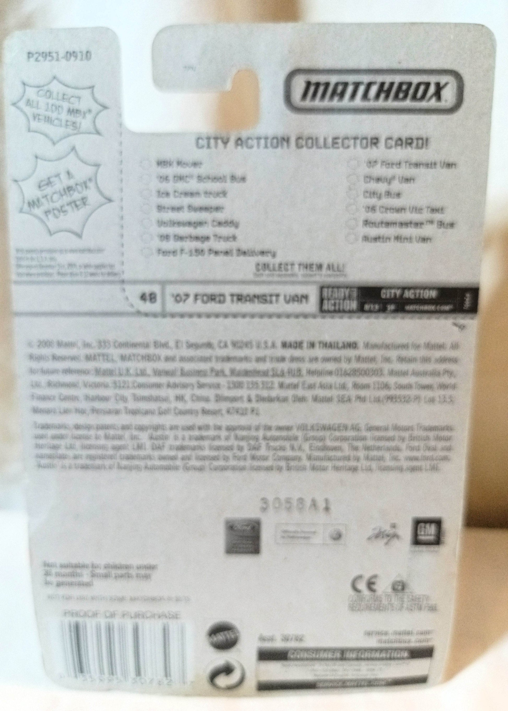 Matchbox 48 '07 Ford Transit Van Visitor Center City Action 2009 - TulipStuff