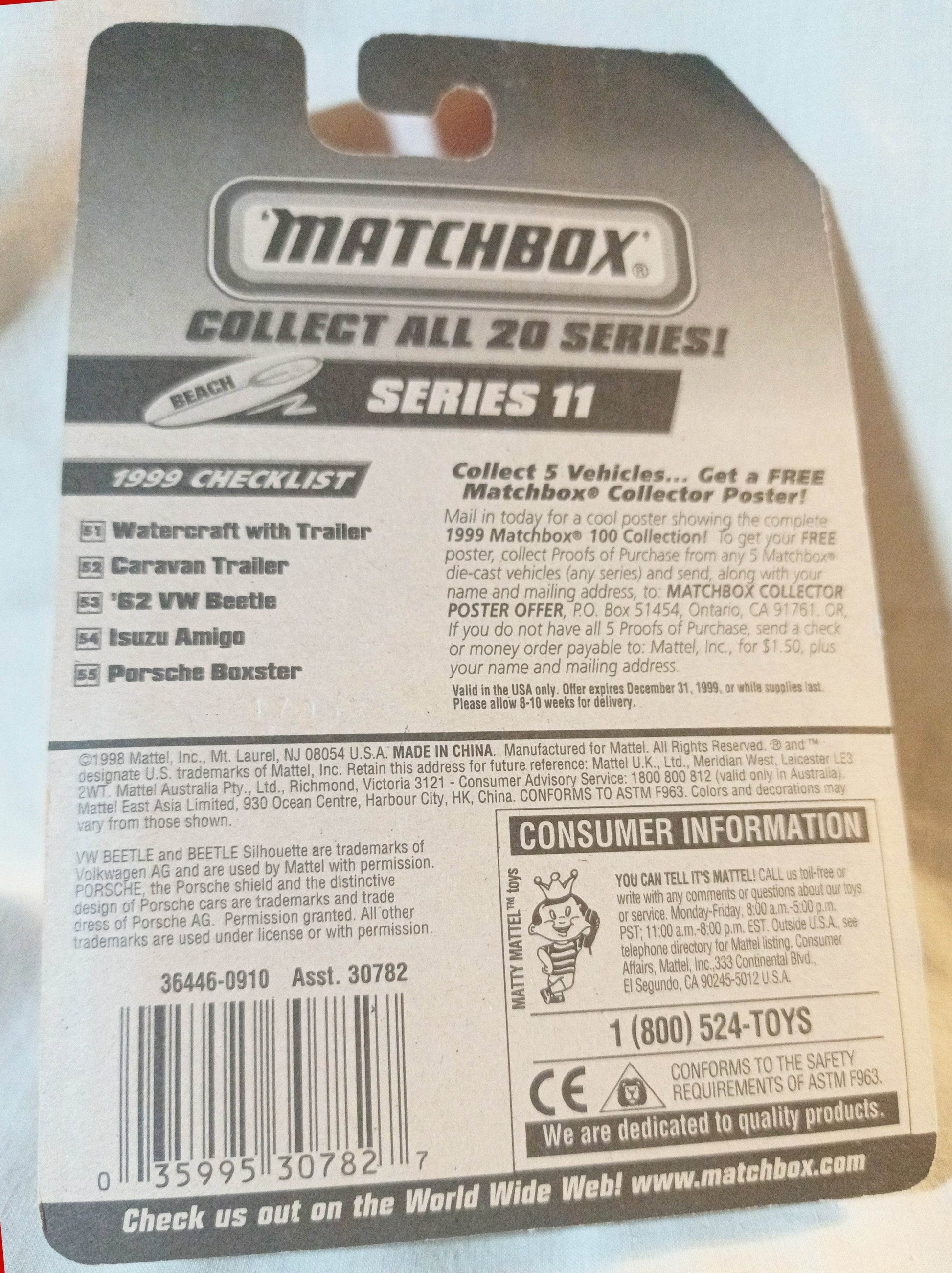 Matchbox #53 '62 VW Beetle Beach Series 1999 - TulipStuff