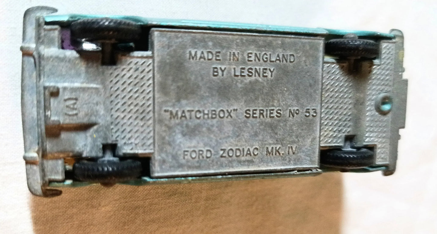 Lesney Matchbox 53 Ford Zodiac Mk.IV Sedan Diecast Toy England 1968 - TulipStuff
