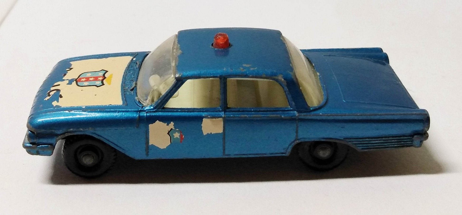 Lesney Matchbox 55 Ford Fairlane Police Car England 1963 - TulipStuff