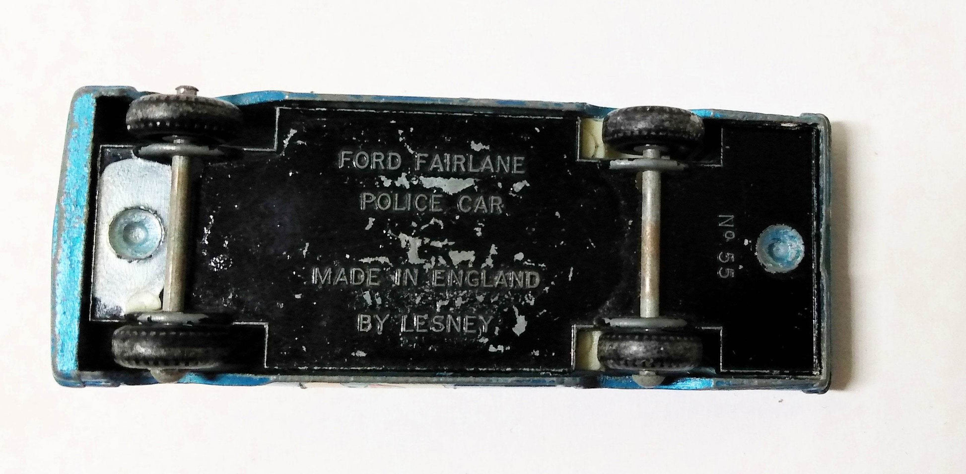 Lesney Matchbox 55 Ford Fairlane Police Car England 1963 - TulipStuff