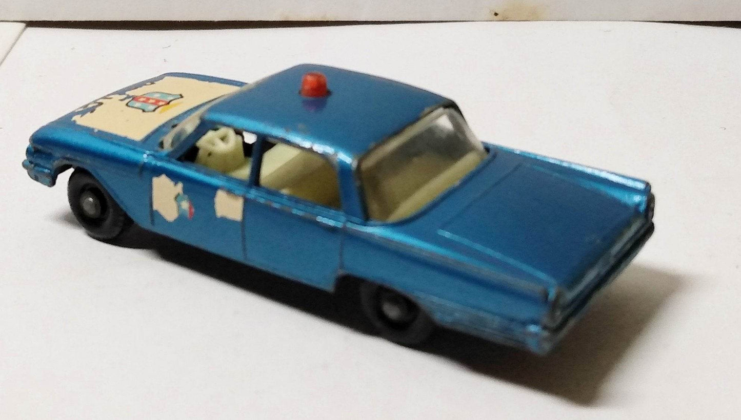 Lesney Matchbox 55 Ford Fairlane Police Car England 1963 - TulipStuff