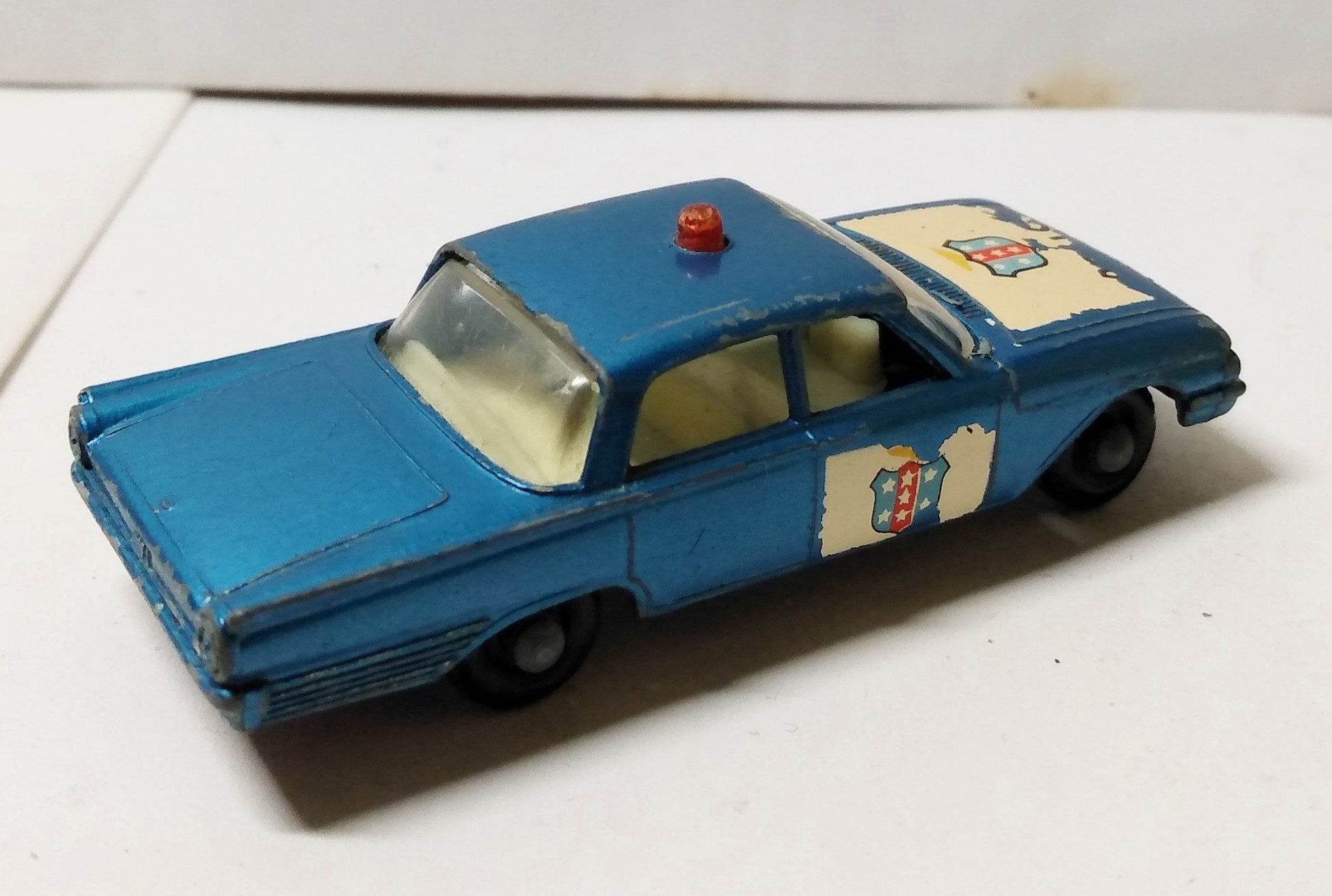 Lesney Matchbox 55 Ford Fairlane Police Car England 1963 - TulipStuff