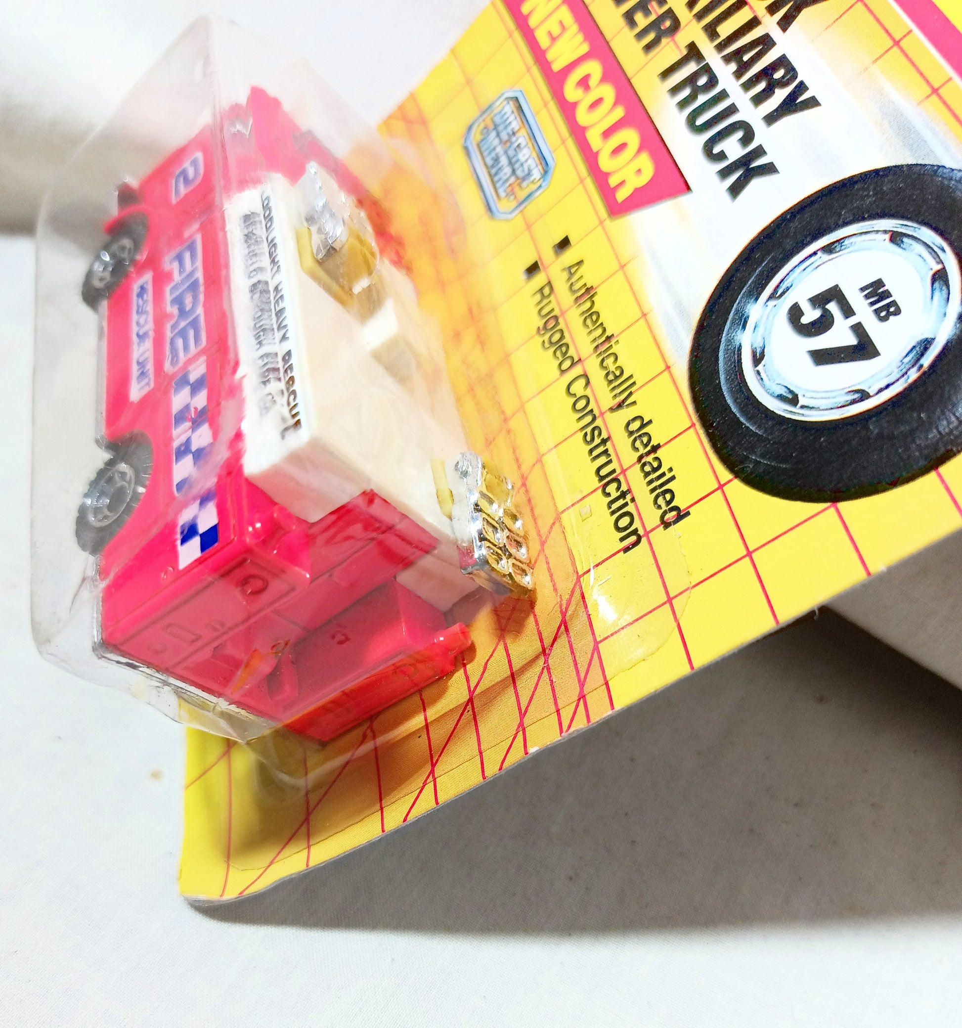 Matchbox #57 Auxiliary Power Truck Fire Rescue Orange 1992 - TulipStuff