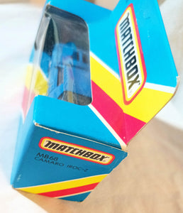 Matchbox MB68 Camaro Iroc-Z Chevrolet Blue Macau Box 1987 - TulipStuff