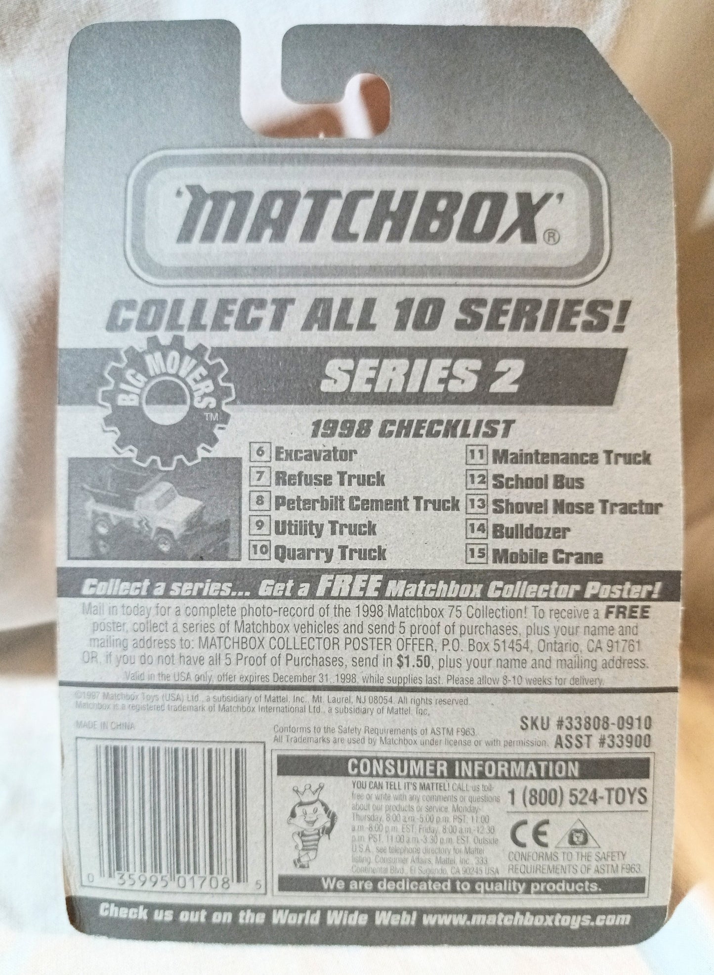 Matchbox #8 Peterbilt Cement Truck Big Movers Series Red 1998 - TulipStuff