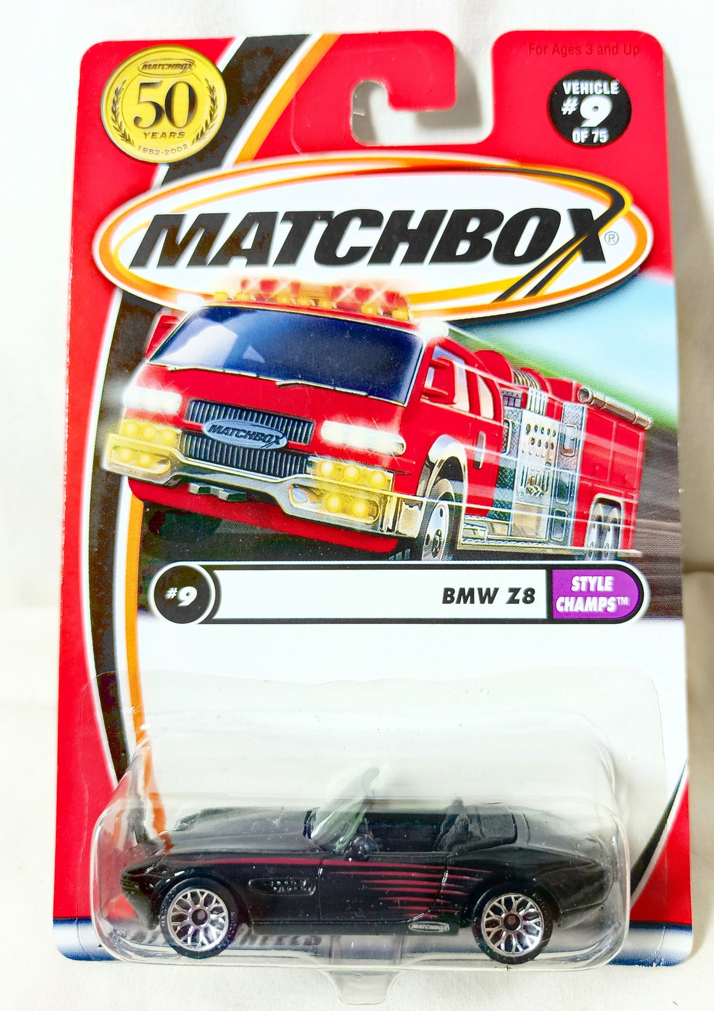 Matchbox #9 BMW Z8 Convertible Style Champs Black 2002 - TulipStuff