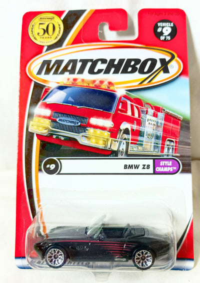 Matchbox #9 BMW Z8 Convertible Style Champs Black 2002 - TulipStuff