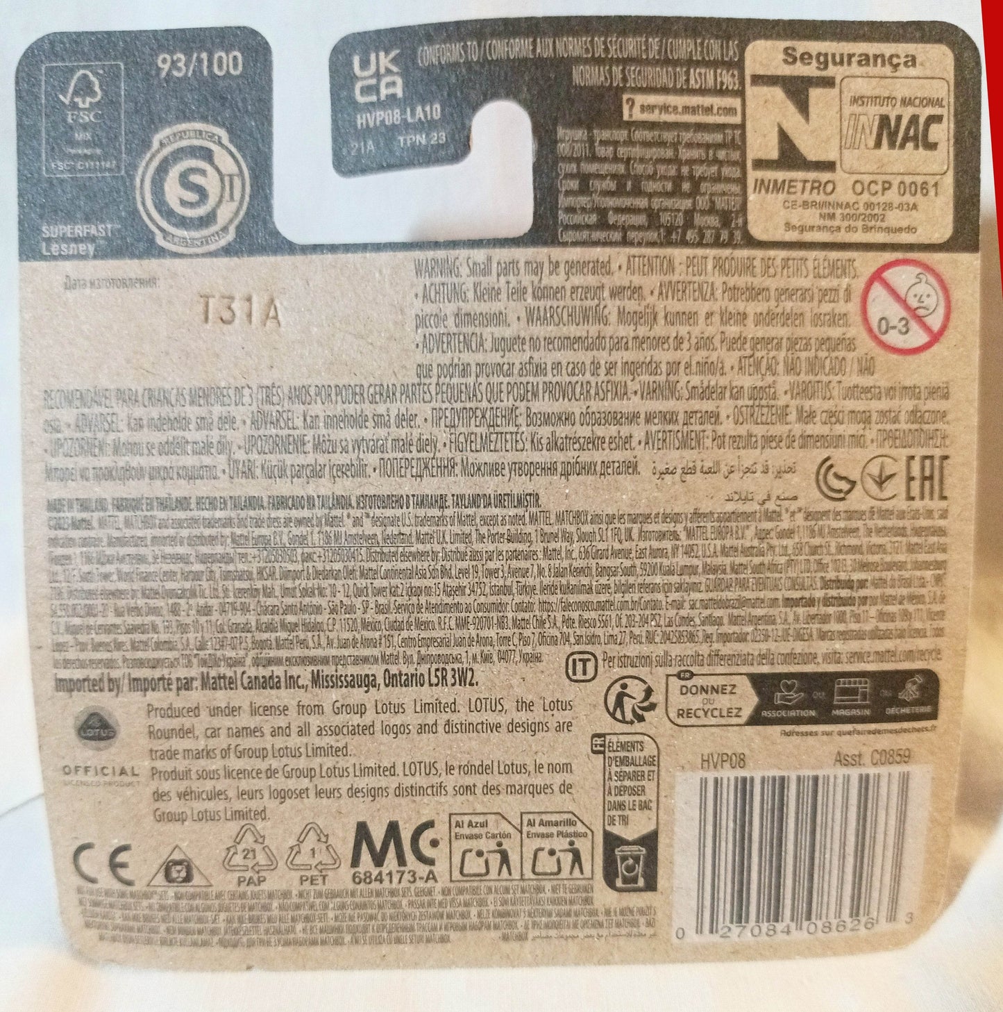 Matchbox 2024 MB93 1972 Lotus Europa Special International Short Card - TulipStuff