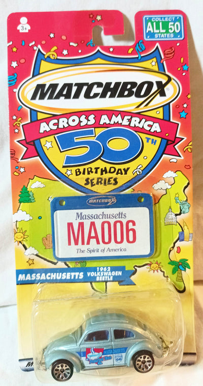 Matchbox Across America 50th Bday Series Massachusetts 1962 VW Beetle - TulipStuff
