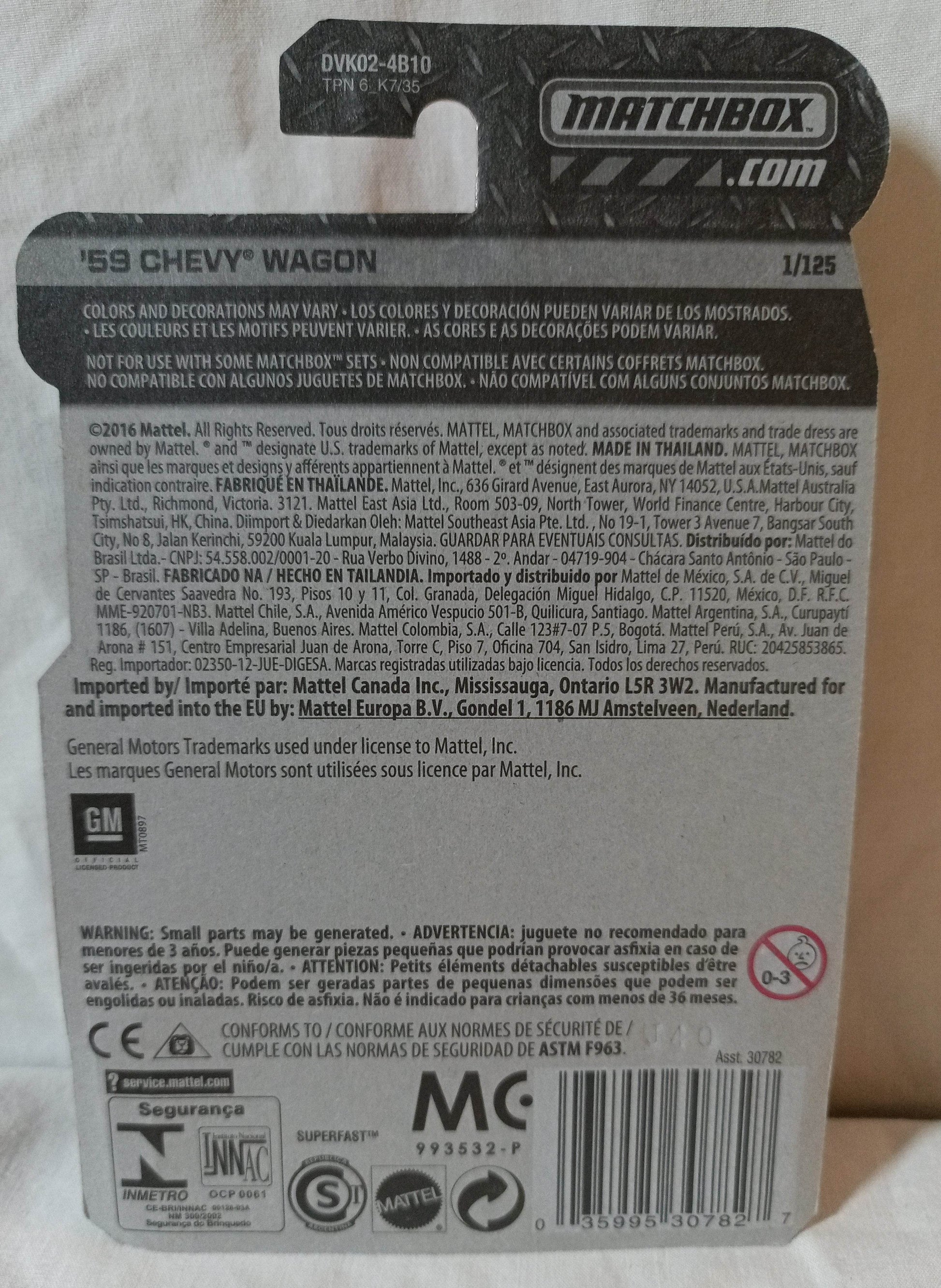 Matchbox #1 MBX Adventure City '59 Chevy Wagon w/Canoe 2017 - TulipStuff