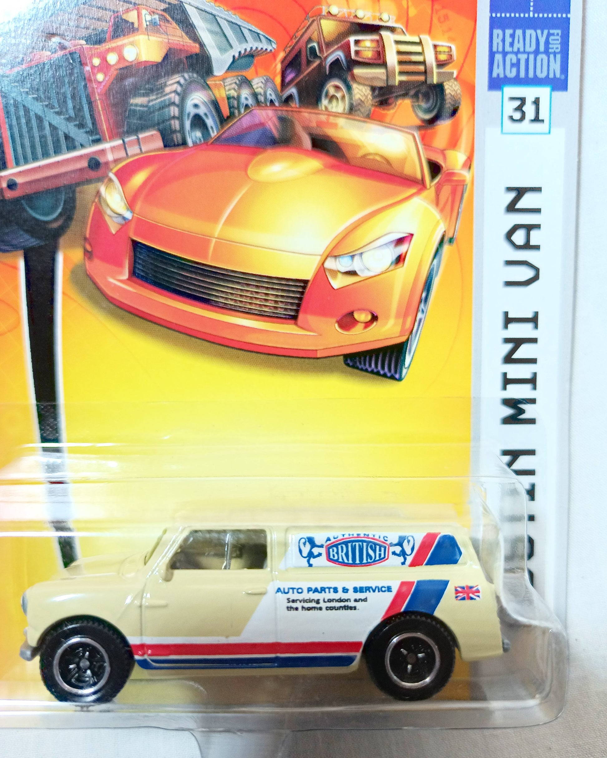 Matchbox #31 Austin Mini Van British Auto Parts MBX Metal 2007 - TulipStuff