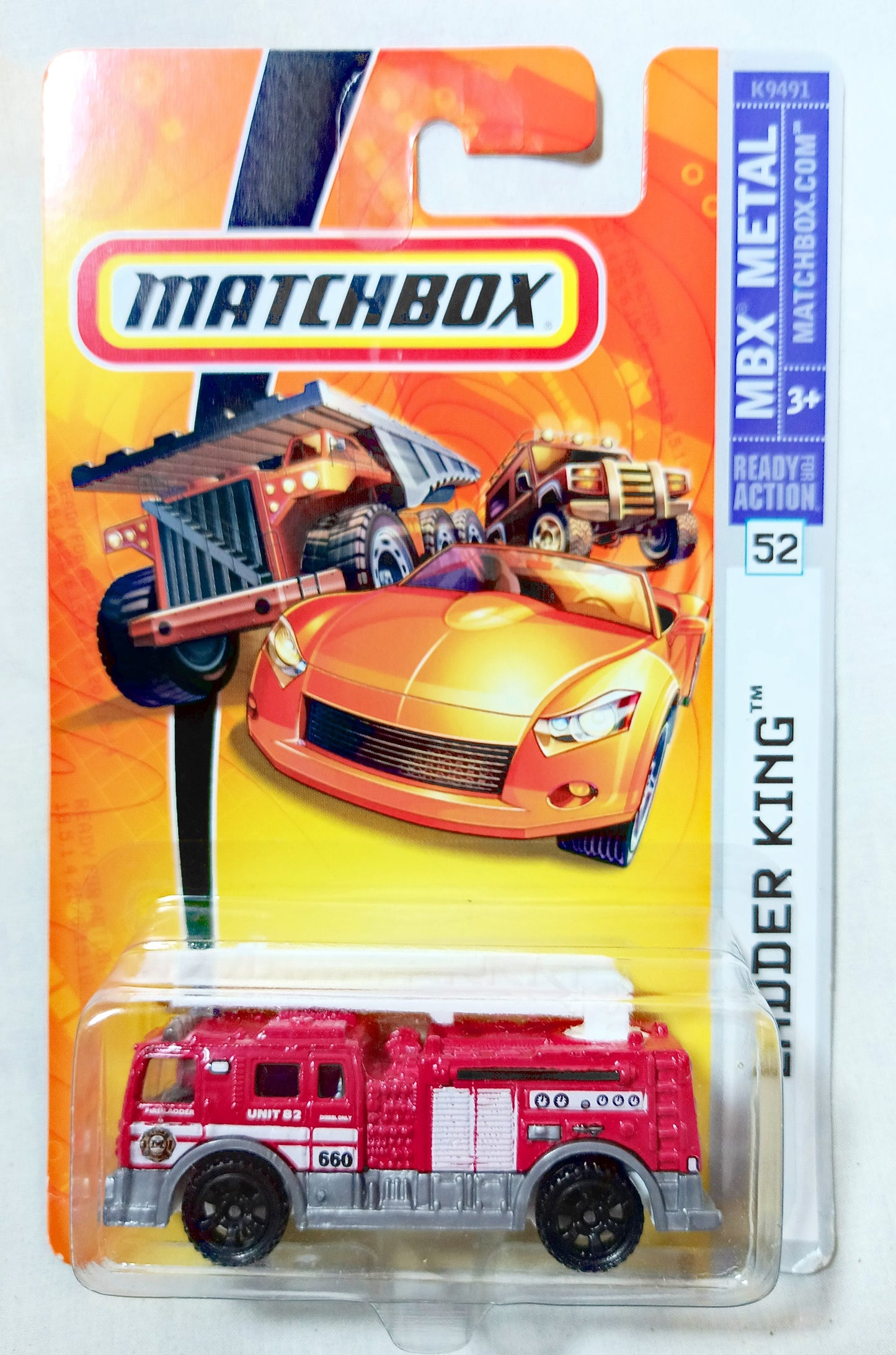 Matchbox #52 Ladder King Fire Truck MBX Metal Series Red 2007 - TulipStuff