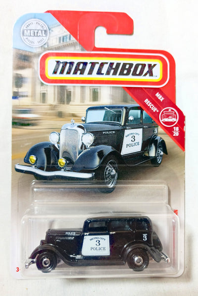 Matchbox MB45 '33 Plymouth PC Sedan Police Car MBX Rescue 2019 - Tuliptuff