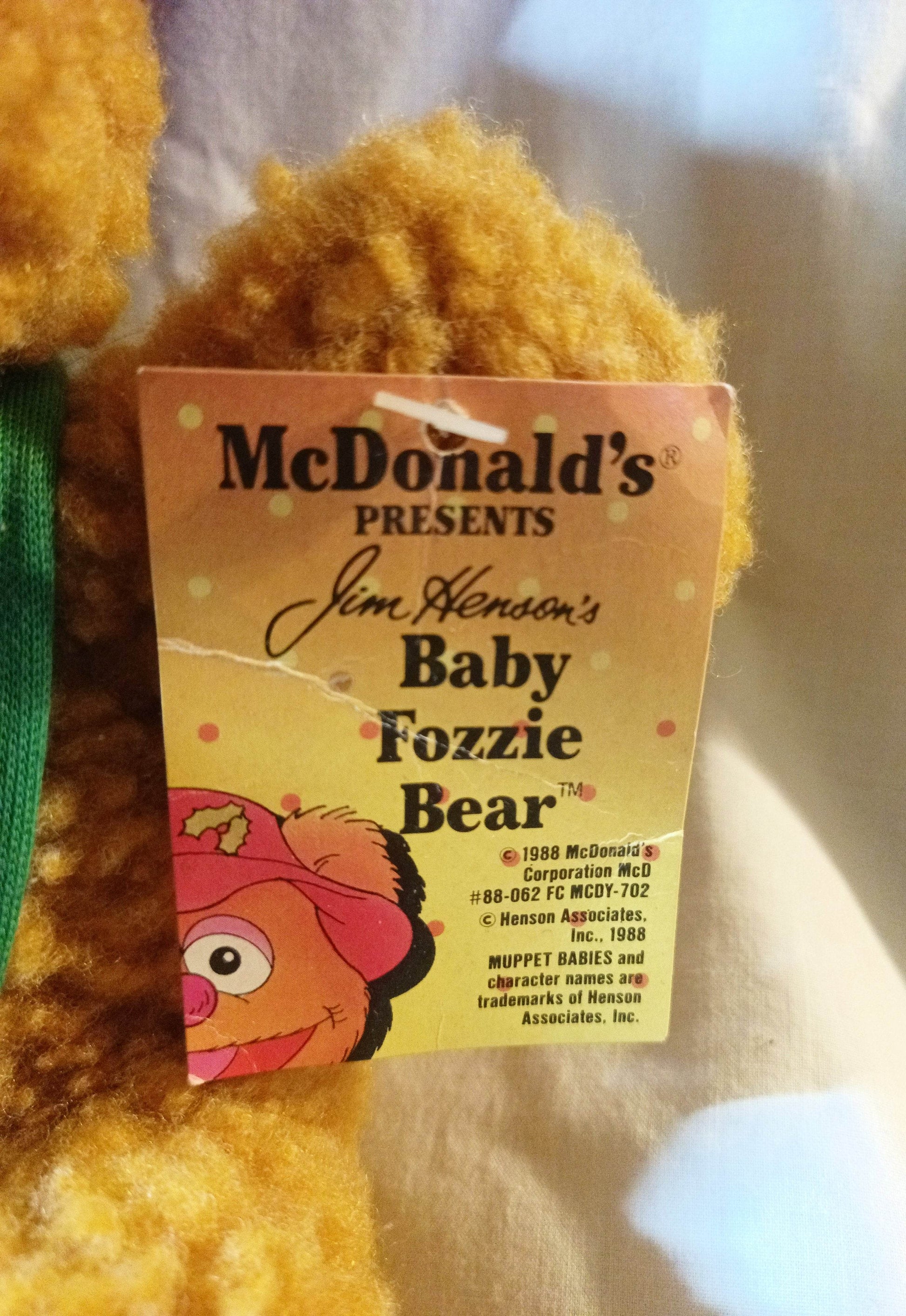 McDonald's Jim Henson Baby Fozzie Bear Muppets Stuffed Plush Toy 1988 - TulipStuff