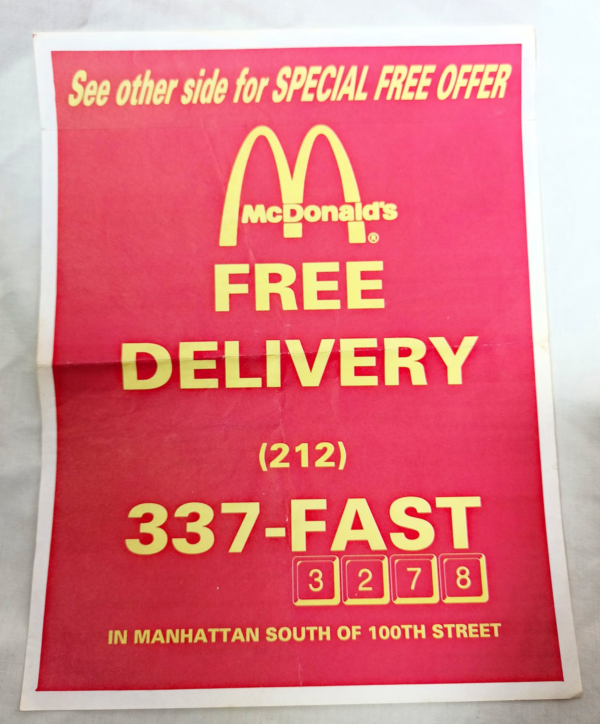 McDonald's 1997 Manhattan Free Delivery Ad Arch Deluxe Chicken Fajita - TulipStuff