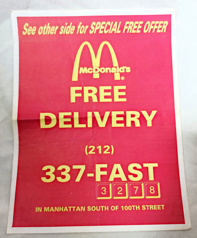 McDonald's 1997 Manhattan Free Delivery Ad Arch Deluxe Chicken Fajita - TulipStuff
