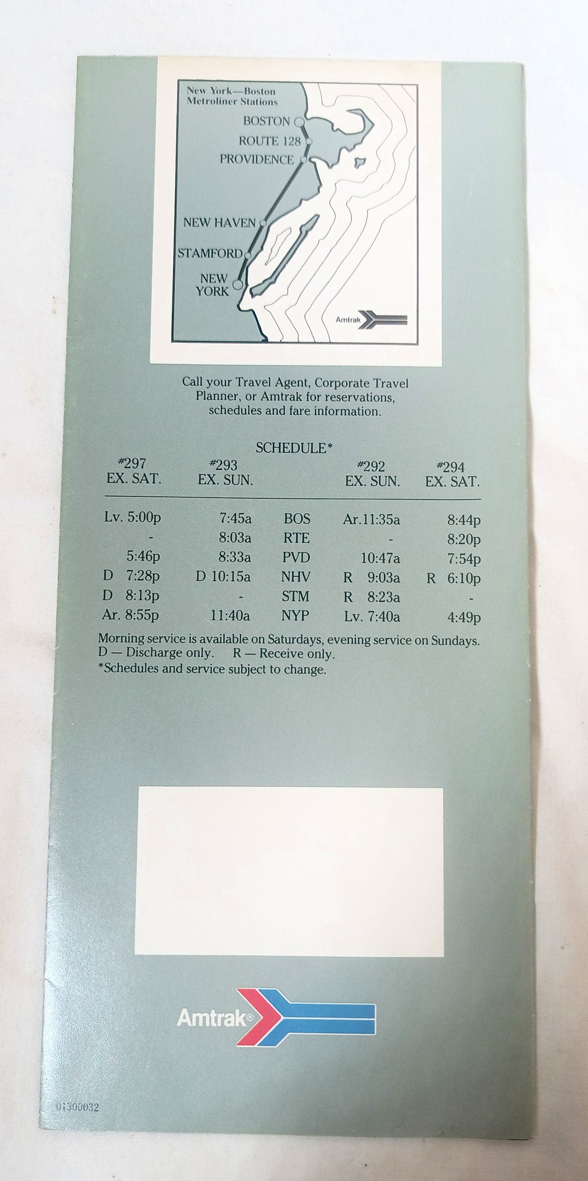 Amtrak Metroliner Boston to New York Introductory Brochure 1982 - TulipStuff