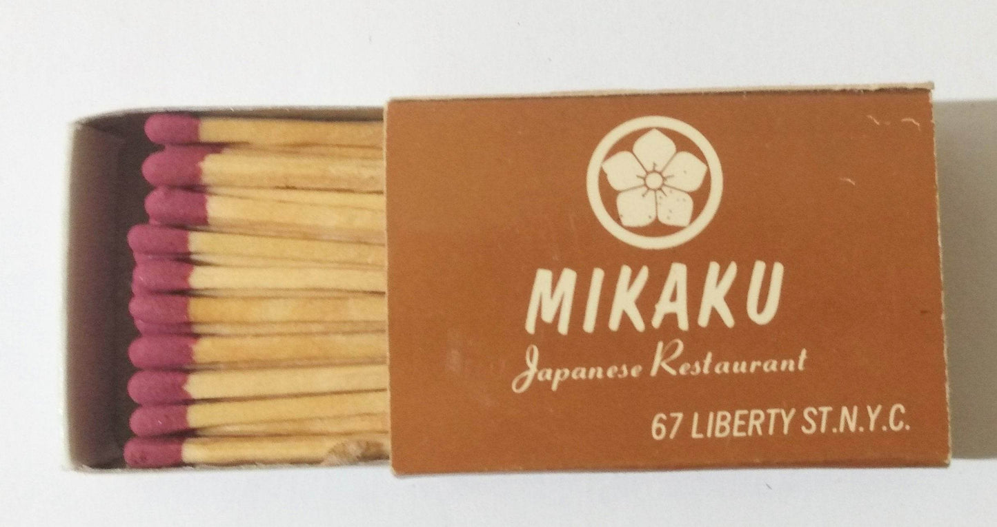 Mikaku Japanese Restaurant Liberty St New York City Matchbox 1990's - TulipStuff