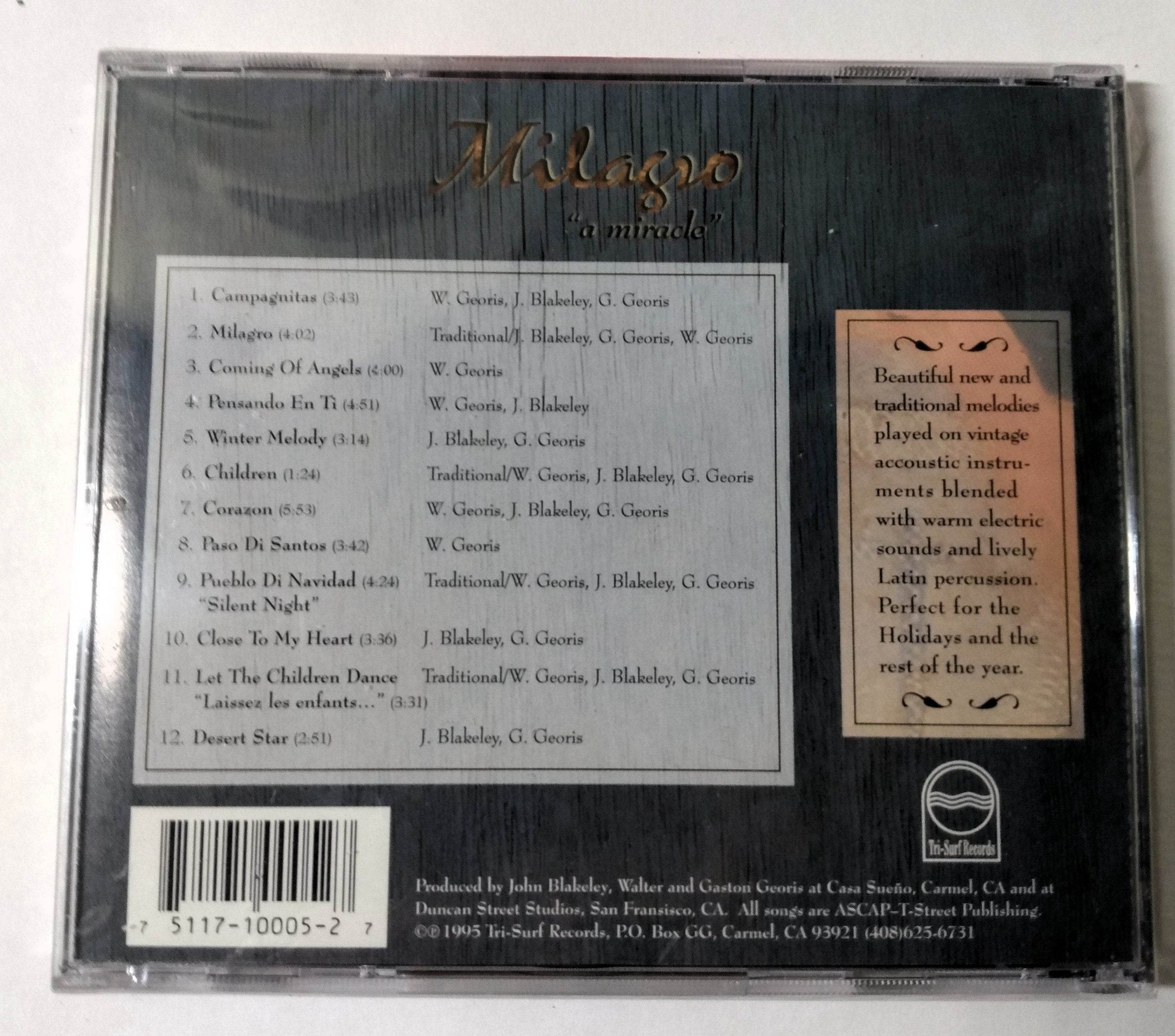 Milagro Georis Blakely Georis Easy Listening Acoustic Album CD Tri-Surf 1995 - TulipStuff