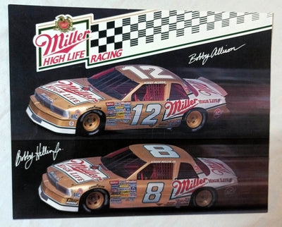 Miller High Life Racing 1988 Bobby Allison Bobby Hillin Jr Photo Card 10X8 - TulipStuff
