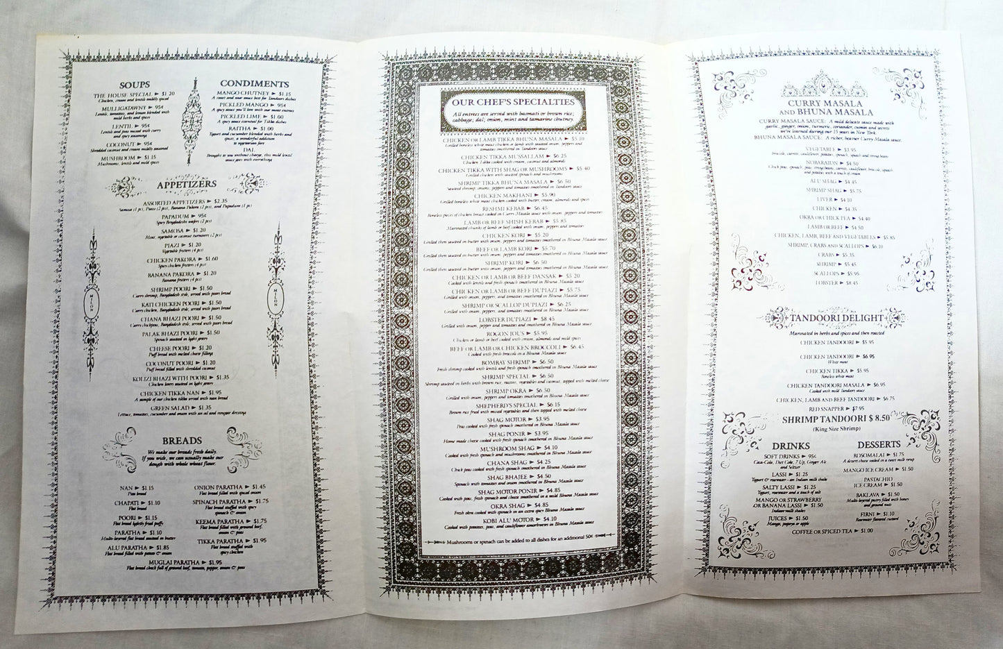 Milon Bangladeshi Restaurant 1st Ave Little India NYC Menu 1990s - TulipStuff